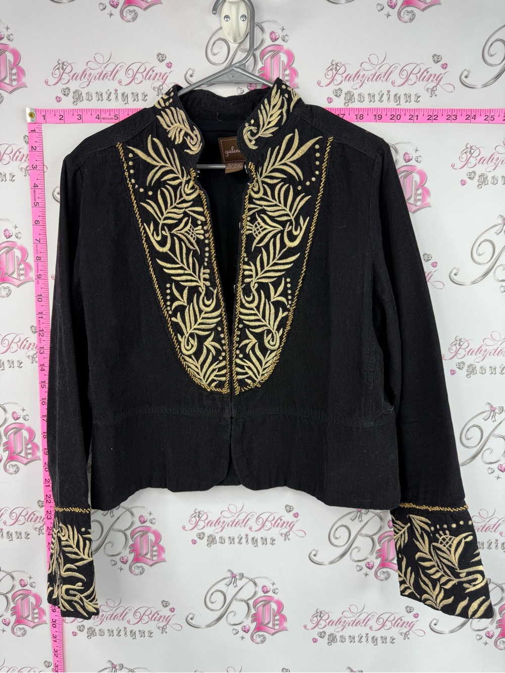 Galeno blazer jacket gold Embroidered Black Jacket with Gold Detailing